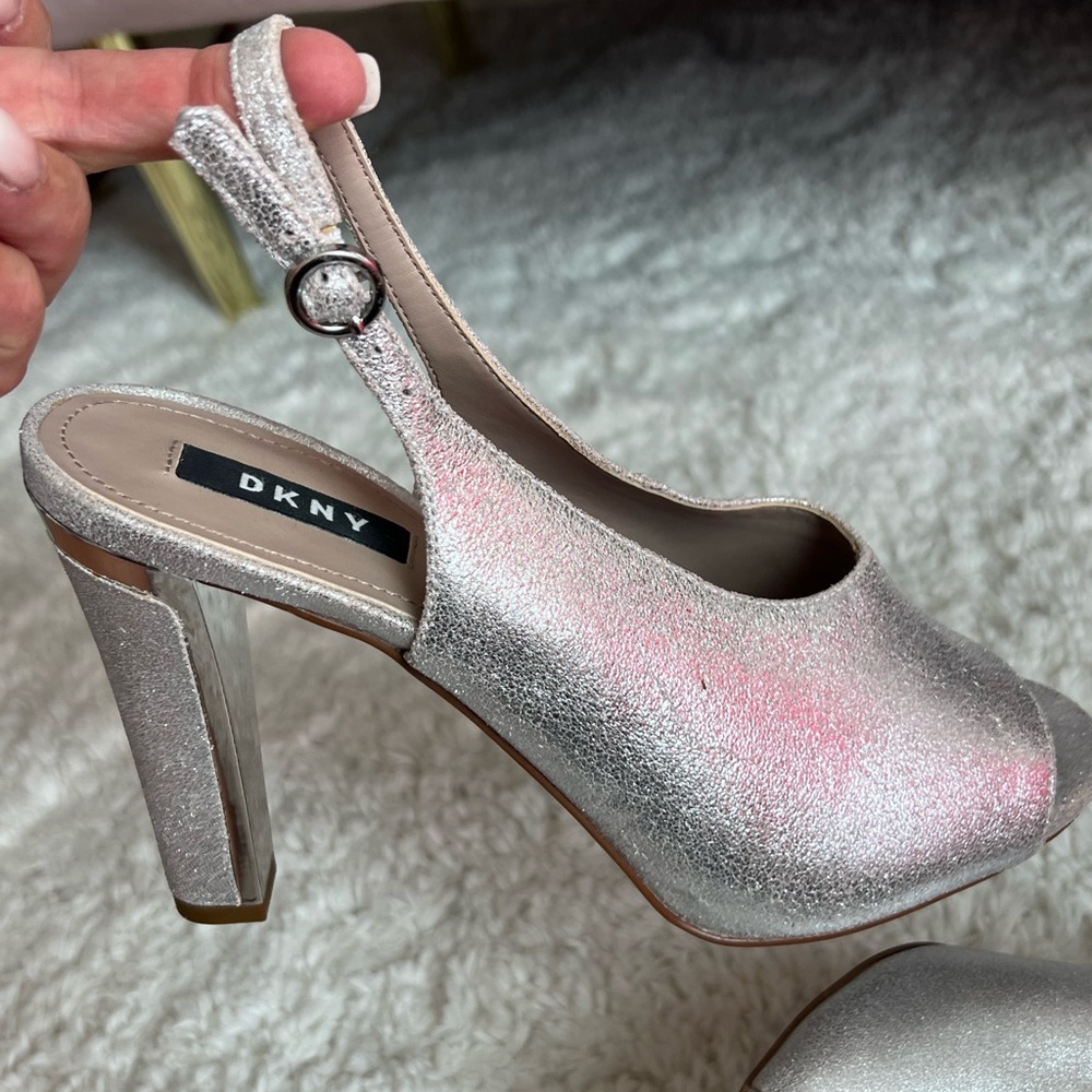 DKNY silver slingbacks! Size9